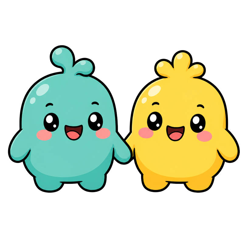 Nino and Nina, the Human Cirkle mascots