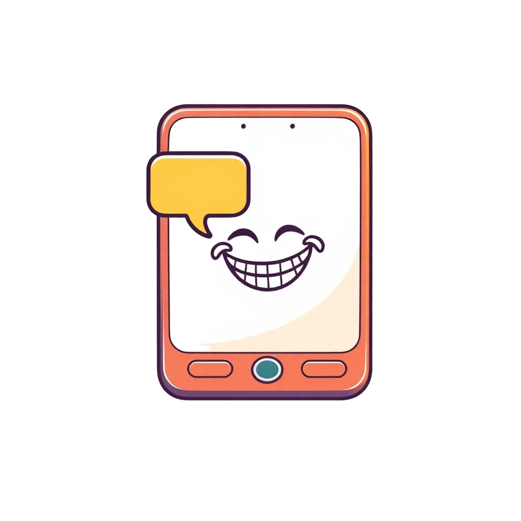 Laughing phone mascot for the Meme Cirkle
